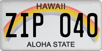 HI license plate ZIP040