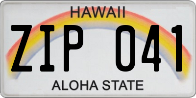 HI license plate ZIP041