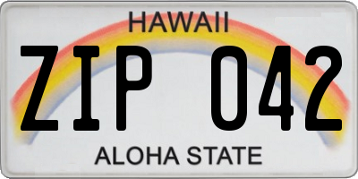 HI license plate ZIP042