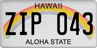 HI license plate ZIP043