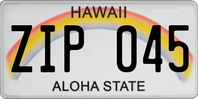 HI license plate ZIP045