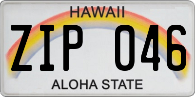 HI license plate ZIP046