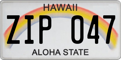 HI license plate ZIP047