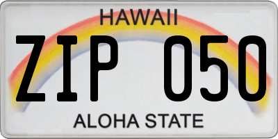 HI license plate ZIP050