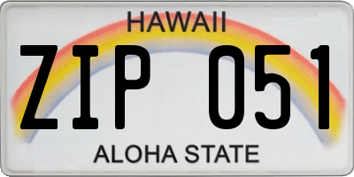 HI license plate ZIP051