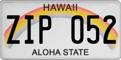 HI license plate ZIP052