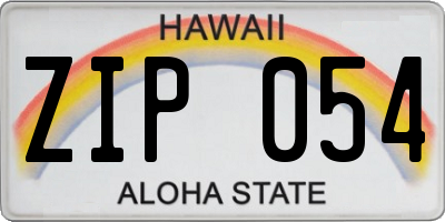 HI license plate ZIP054