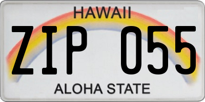 HI license plate ZIP055