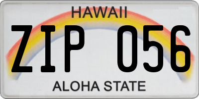 HI license plate ZIP056