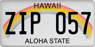 HI license plate ZIP057