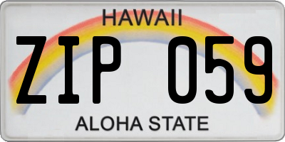 HI license plate ZIP059