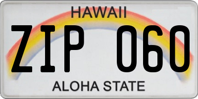 HI license plate ZIP060