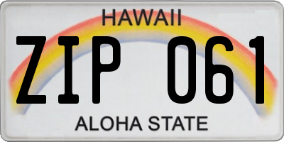 HI license plate ZIP061