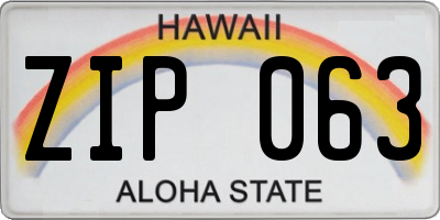 HI license plate ZIP063