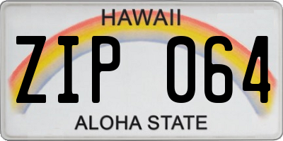 HI license plate ZIP064