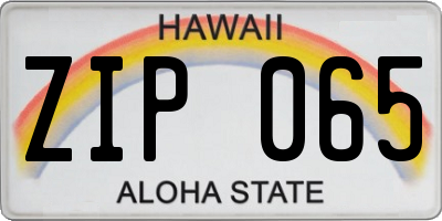 HI license plate ZIP065