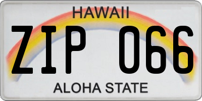 HI license plate ZIP066