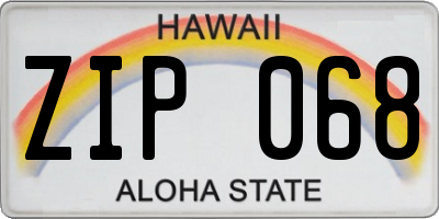 HI license plate ZIP068