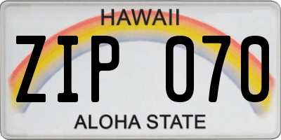 HI license plate ZIP070