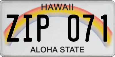 HI license plate ZIP071