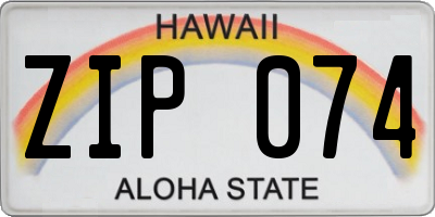 HI license plate ZIP074