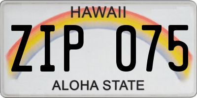HI license plate ZIP075