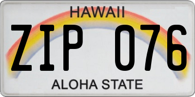 HI license plate ZIP076