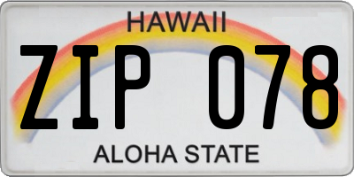 HI license plate ZIP078