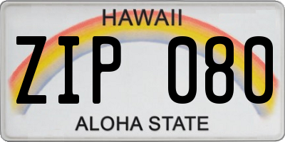 HI license plate ZIP080