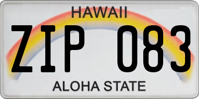 HI license plate ZIP083
