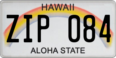 HI license plate ZIP084