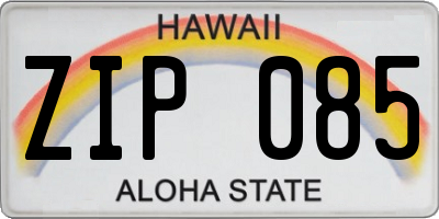 HI license plate ZIP085
