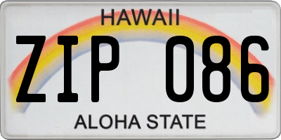 HI license plate ZIP086