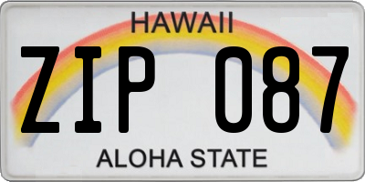 HI license plate ZIP087