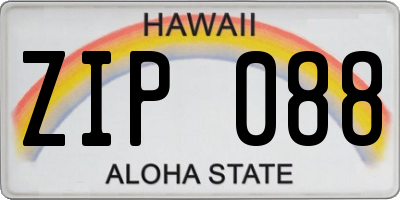 HI license plate ZIP088