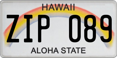HI license plate ZIP089