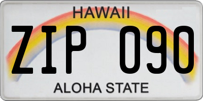 HI license plate ZIP090