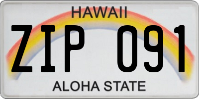 HI license plate ZIP091