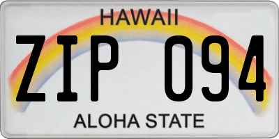 HI license plate ZIP094