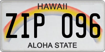 HI license plate ZIP096