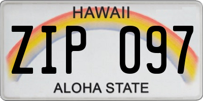 HI license plate ZIP097