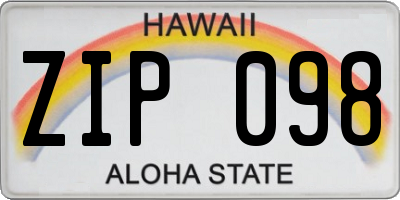 HI license plate ZIP098