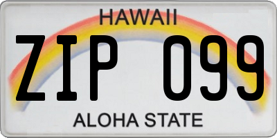 HI license plate ZIP099