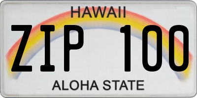 HI license plate ZIP100