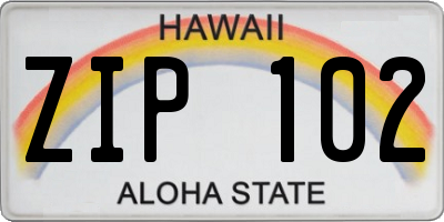 HI license plate ZIP102