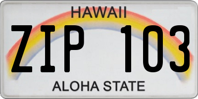 HI license plate ZIP103