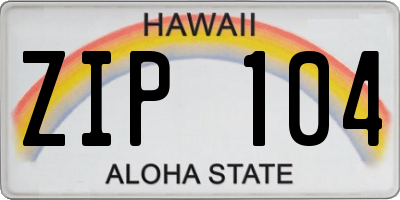 HI license plate ZIP104
