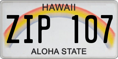 HI license plate ZIP107