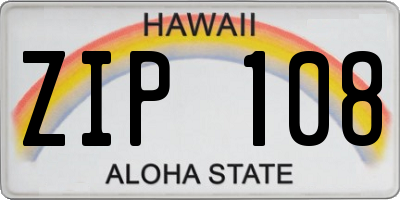 HI license plate ZIP108