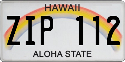 HI license plate ZIP112